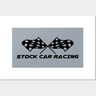 Stock Car Racing black chequered flag Posters and Art